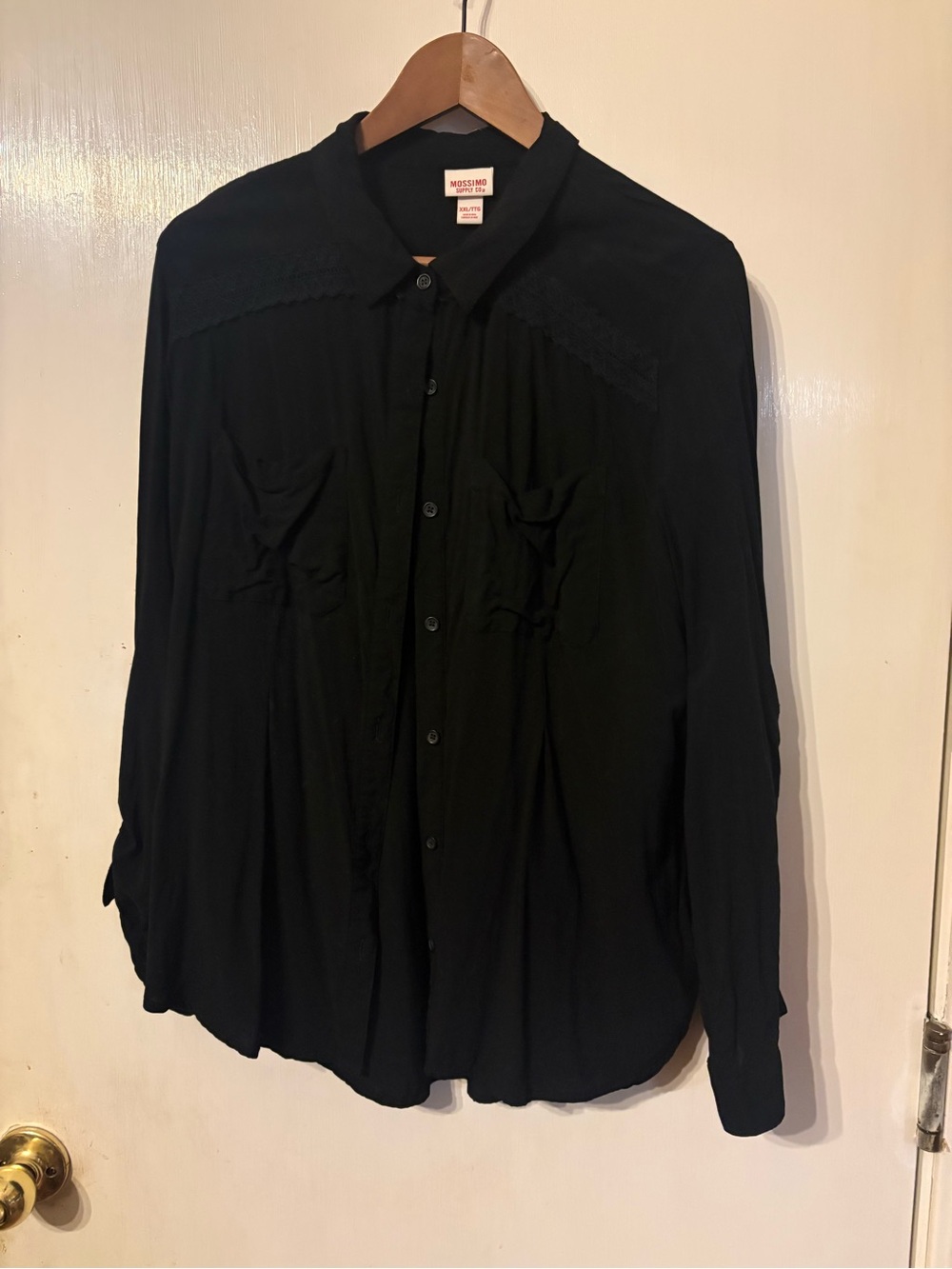 Mossimo Black Rayon Button Down Shirt Size XXL